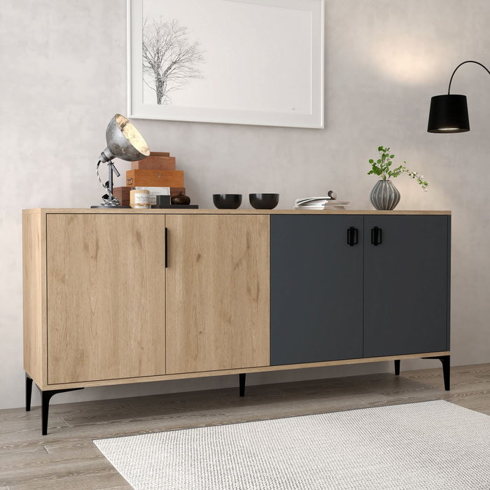 Hanah Home Neva 4001 Consola Roble Zafiro y Antracita